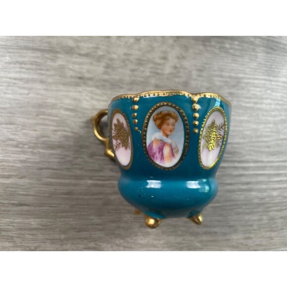 Vintage Chugai China Espresso Cup & Saucer, Hand Painted Made in Occupied Japan - Picture 5 of 10